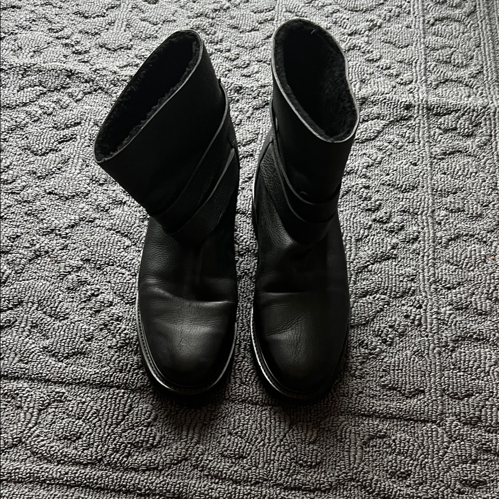 Vince Black Leather Winter Boots